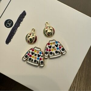 Disney x Baublebar 2 Pairs Christmas Holiday Stud Earrings Sweater Ornaments